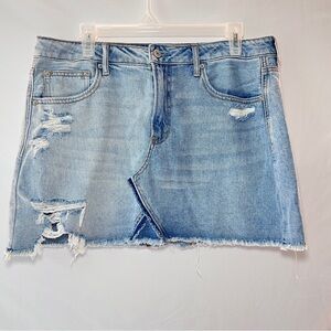 Distressed Denim Mini Skirt